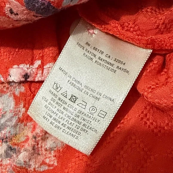 Maeve by Anthropologie Orange Floral Blouse Size 6 - Picture 7 of 9